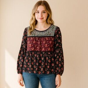 Knox Rose Embroidered Floral Blouse – Size M